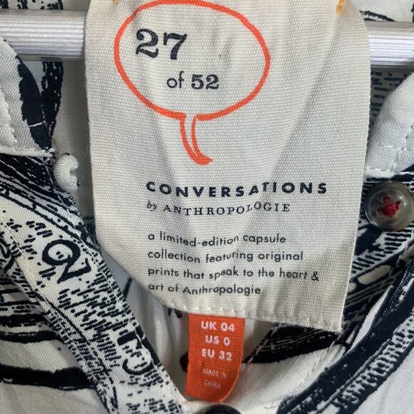 Anthropologie 27 of 52 Conversations Bohemian Clock Print Top Blouse W-276 Sz 0 - Picture 8 of 11